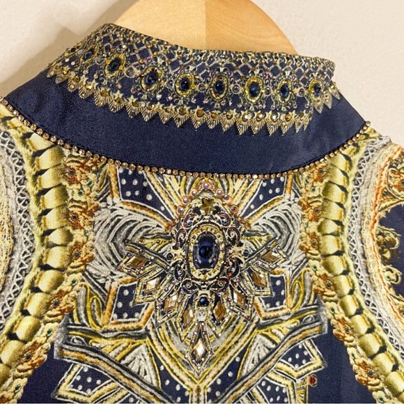 CAMILLA 100% Silk Long Sleeve Embellished Blouse It’s All Over Torero Small - Picture 8 of 10